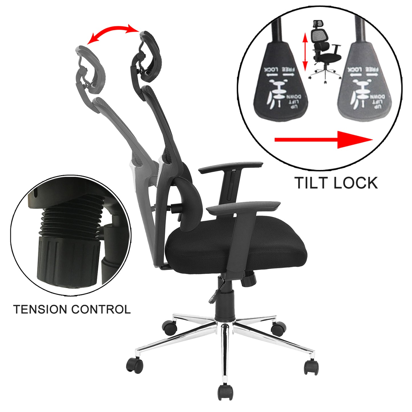 Ergonomic Mesh Office Chair Upholstery High-Back Computer Chair Tikitere