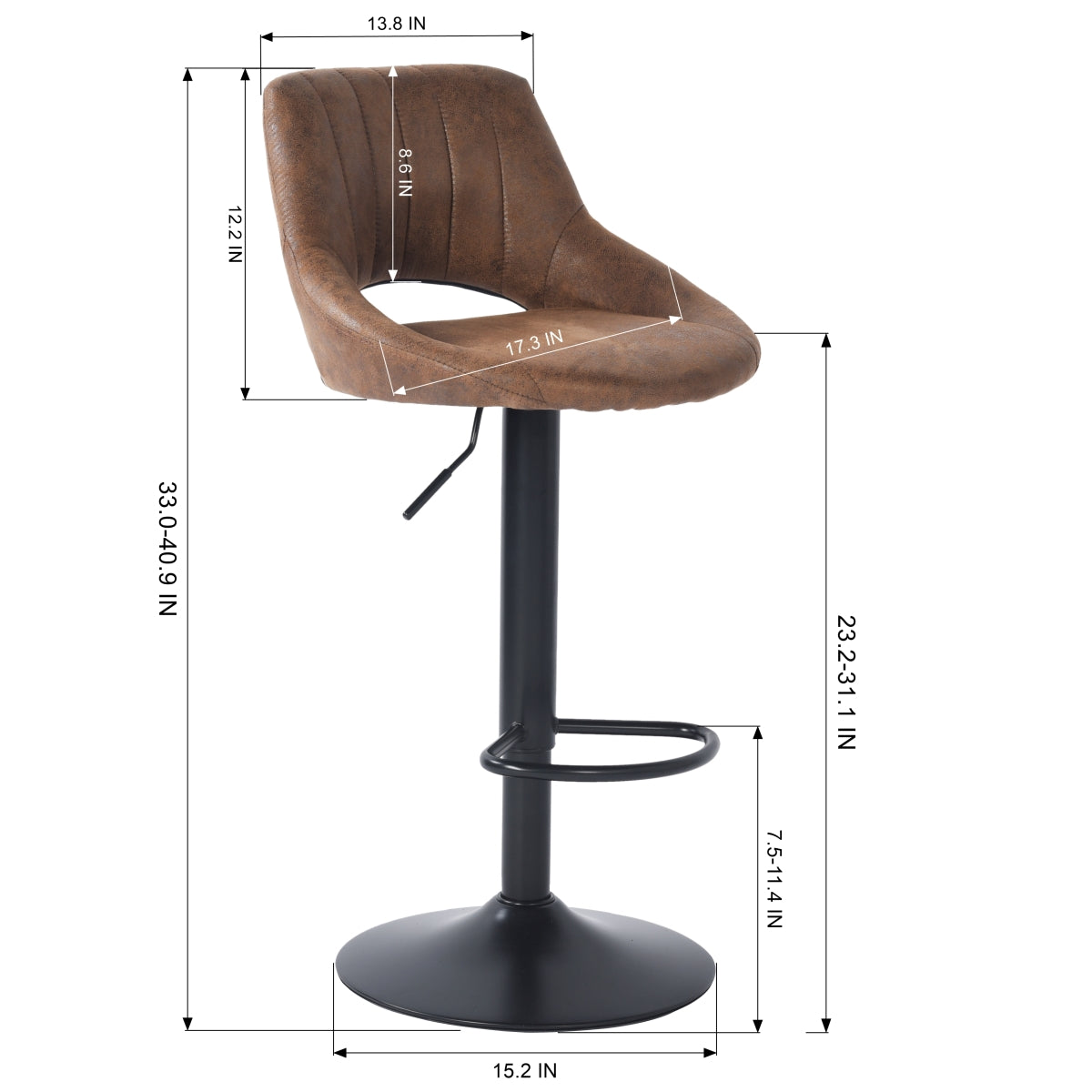 Barstools Suede Upholstered Swivel Height Adjustable Bar Stools Torin