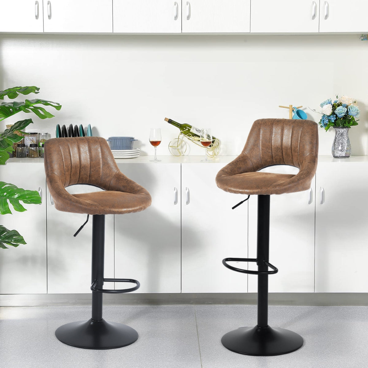 Barstools Suede Upholstered Swivel Height Adjustable Bar Stools Torin