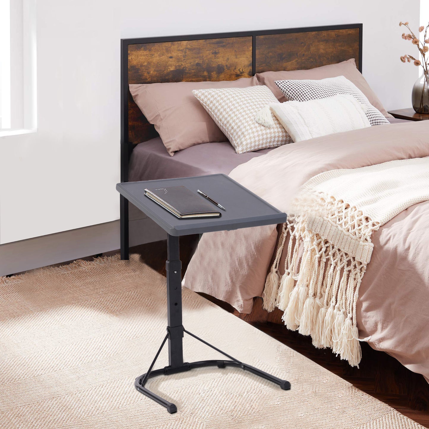 Laptop Table C Side Rolling Table Angel & Height Adjustable Bed Toucher