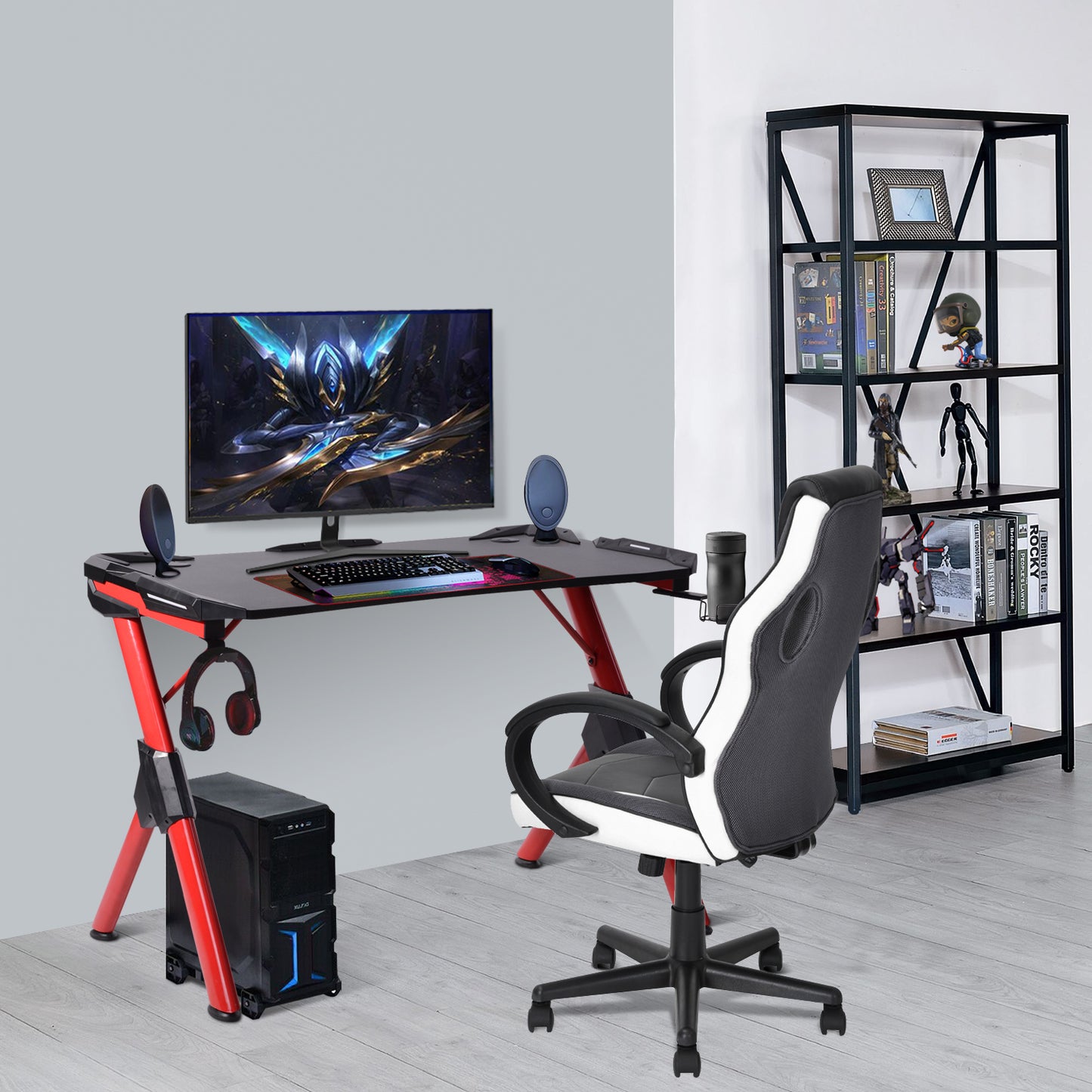 Gaming Desk K Shaped Computer Desk Office Workstation Wally