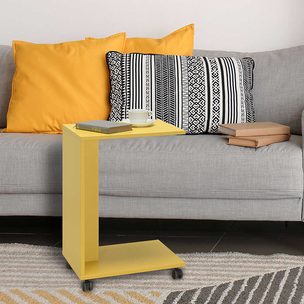 Side Table With Wheels Yellow SHP